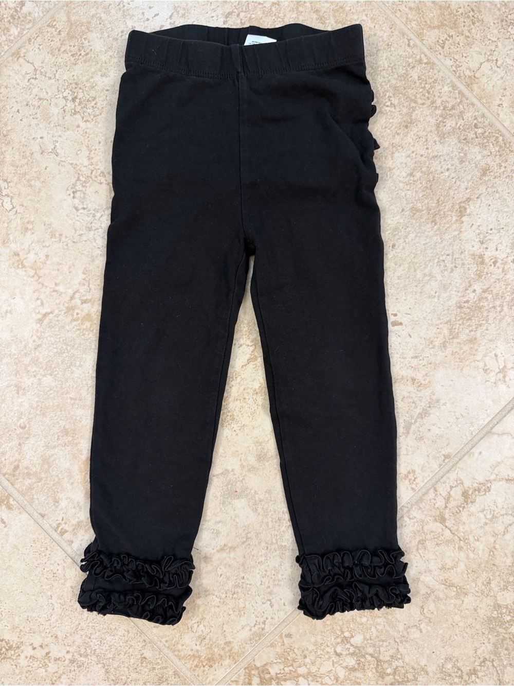 RuffleButts Black Ruffle Ankle Leggings Girls 2T/3T